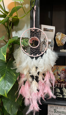 Strawberry Rose Quartz Tree of Life Dream Catcher