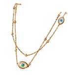 Double chain evil eye necklace