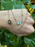 Double chain evil eye necklace